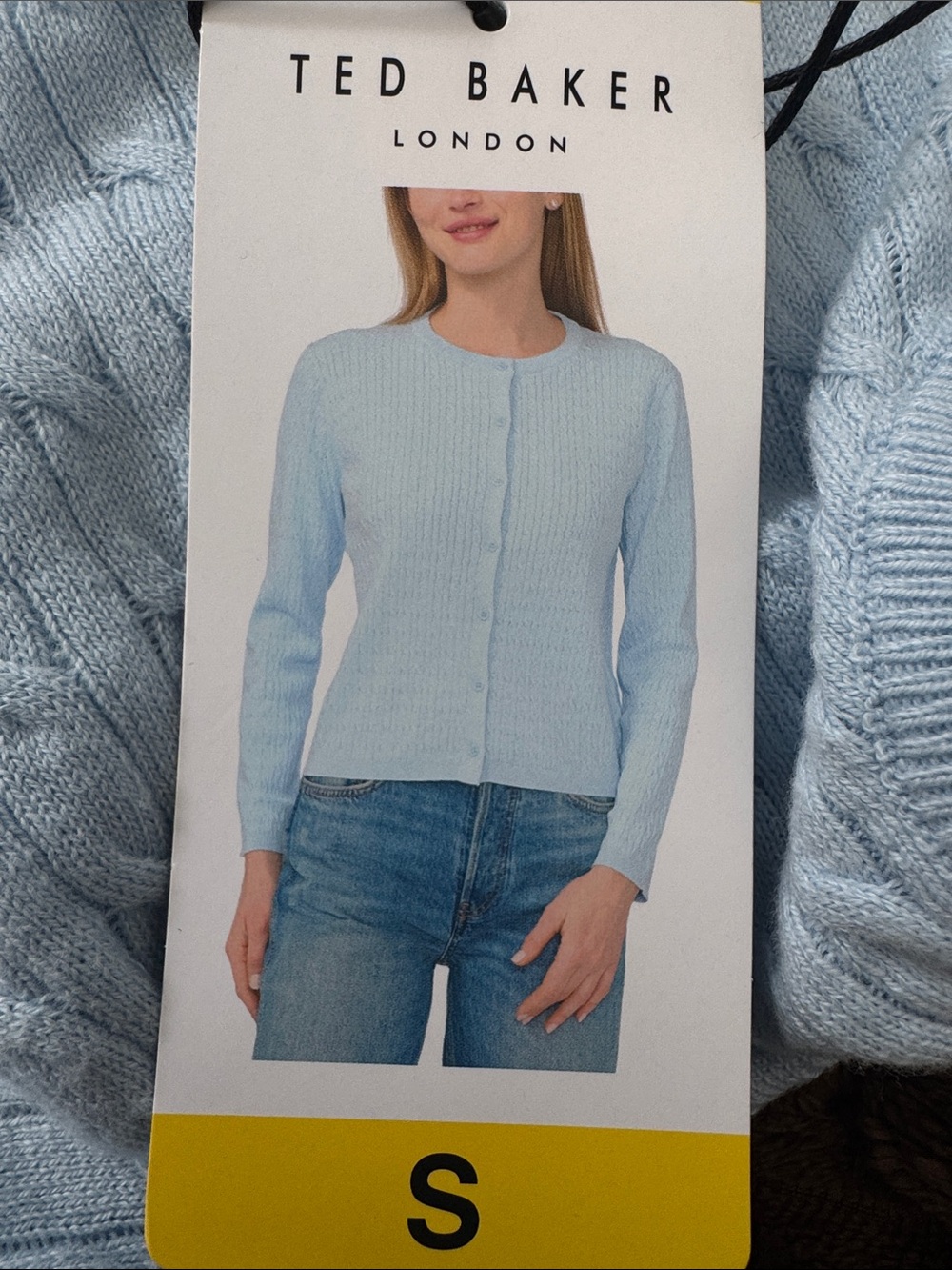Ted Baker Pale Blue Button-Front Crewneck Cardigan